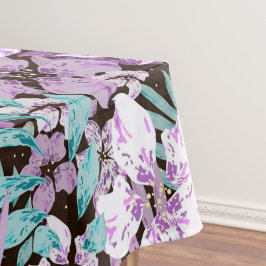 水色エレガントフローラ装飾模様 テーブルクロス
