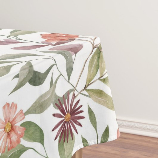 水色エレガントフローラ装飾模様 テーブルクロス