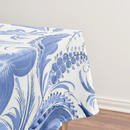 水色エレガントフローラ装飾模様 テーブルクロス