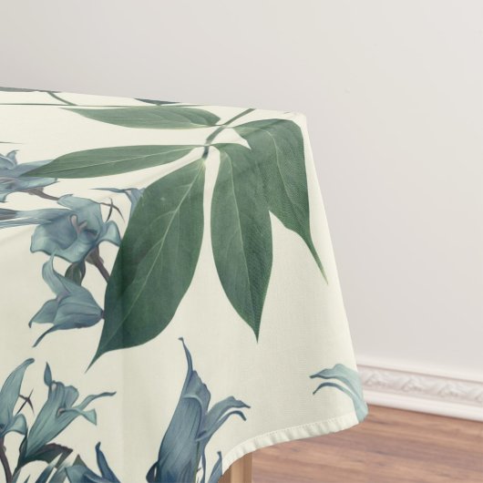 水色エレガントフローラ装飾模様 テーブルクロス