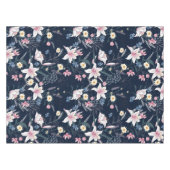 水色エレガントフローラ装飾模様 テーブルクロス (正面(横))