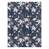 水色エレガントフローラ装飾模様 テーブルクロス (正面)