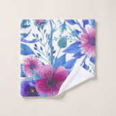 水色エレガントフローラ装飾模様 バスタオルセット (ウォッシュタオル)