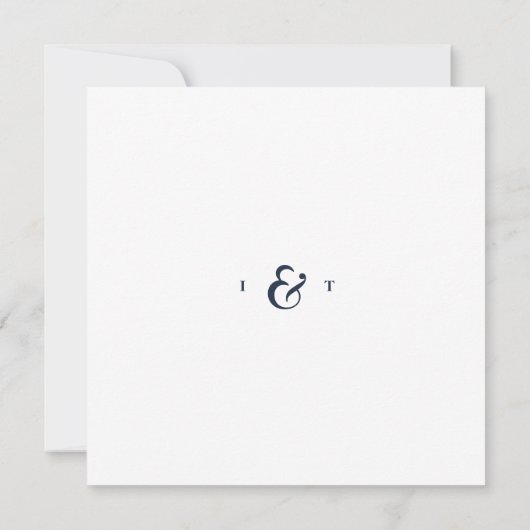 水色エレガントブルーネイビーフェザー結婚ズ 招待状 (裏面)