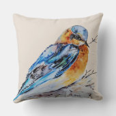 水色エレガントブルーバード自然 クッション (裏面)