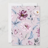 水色エレガントブルーピンクフローラベビーシャワー 招待状 (裏面)