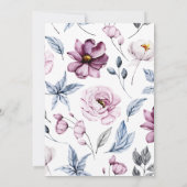 水色エレガントブルーピンクフローラベビーシャワー 招待状 (裏面)