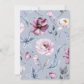 水色エレガントブルーピンクフローラベビーシャワー 招待状 (裏面)