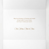 水色エレガントポインセチア付き/金ゴールドフレーム写真 三つ折りクリスマスカード (内部中)