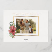 水色エレガントポインセチア付き/金ゴールドフレーム写真 箔シーズンカード (裏面)