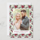 水色エレガントポインセチア模様 シーズンカード (正面)