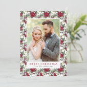 水色エレガントポインセチア模様 シーズンカード (スタンド正面)