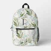 水色エレガントユーカリプトゥスモノグラム プリントバックパック (正面)