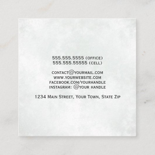 水色エレガントユーカリ及びラベンダー スクエア名刺 (裏面)