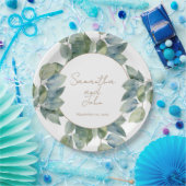 水色エレガントユーカリ植物学 ペーパープレート (パーティー)