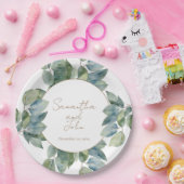 水色エレガントユーカリ植物学 ペーパープレート (パーティー)