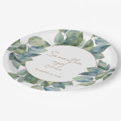 水色エレガントユーカリ植物学 ペーパープレート (アングル)
