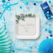 水色エレガントユーカリ植物誕生日 ペーパープレート (パーティー)