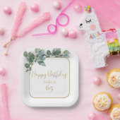 水色エレガントユーカリ植物誕生日 ペーパープレート (パーティー)