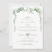水色エレガントユーカリ結婚式招待状 招待状 (正面)