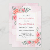 水色エレガントユーカリ花ブライダルシャワー 招待状 (正面/裏面)