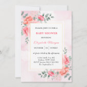 水色エレガントユーカリ花赤ちゃんシャワー 招待状 (正面)