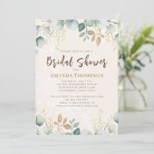 水色エレガントユーカリ葉QRコード 招待状 (スタンド正面)