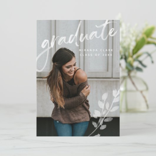 水色エレガント卒業写真の発表 招待状 (スタンド正面)