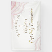 水色エレガント大理石 |第1コミュニオンバナー 横断幕 (縦)