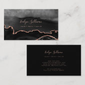 水色エレガント灰色の黒い瑪瑙 名刺 (正面/裏面)