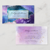 水色エレガント瑪瑙デザイン 名刺 (正面/裏面)