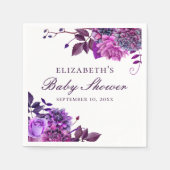 水色エレガント紫フローラ赤ちゃん スタンダードカクテルナプキン (正面)