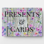 水色エレガント紫色の野花バーウッド フォトプラーク (正面)