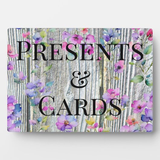 水色エレガント紫色の野花バーウッド フォトプラーク (正面)