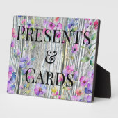 水色エレガント紫色の野花バーウッド フォトプラーク (側面)