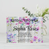水色エレガント紫色の野花バーウッド 招待状 (スタンド正面)