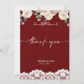 水色エレガント赤結婚サンキューカード 招待状 (正面)