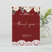 水色エレガント赤結婚サンキューカード 招待状 (スタンド正面)