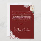 水色エレガント赤結婚サンキューカード 招待状 (裏面)