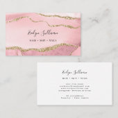 水色エレガント赤面及び金ゴールド瑪瑙 名刺 (正面/裏面)