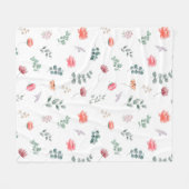 水色エレガント野花 フリースブランケット (正面(横))