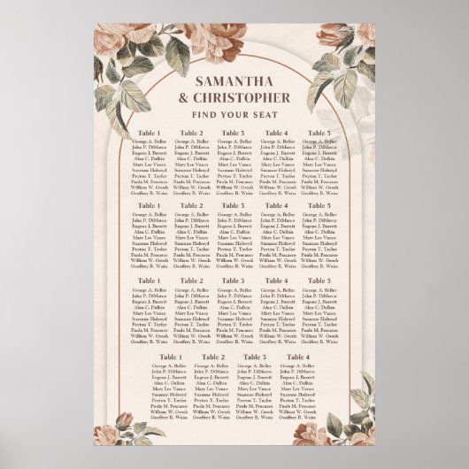 水色エレガント銅花ほこりまみれの緑のアーチ ポスター (正面)