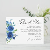 水色エレガント青い花 サンキューカード (スタンド正面)