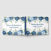 水色エレガント青バラフローラ結婚 ゲストブック (全面)