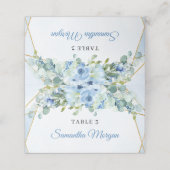 水色エレガント青フローラ緑化及び金ゴールド プレイスカード (外部開封)