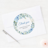 水色エレガント青フローラ緑化及び金ゴールド ラウンドシール (封筒)