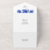 水色エレガント青フローラ オールインワン招待状 (外側)