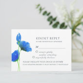 水色エレガント青ワイルドフラワーRSVPカード 出欠カード (スタンド正面)
