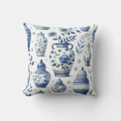 水色エレガント青生姜の瓶パターン クッション (正面)