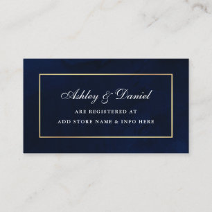 水色エレガント青金ゴールドの結婚レジストリ エンクロージャーカード